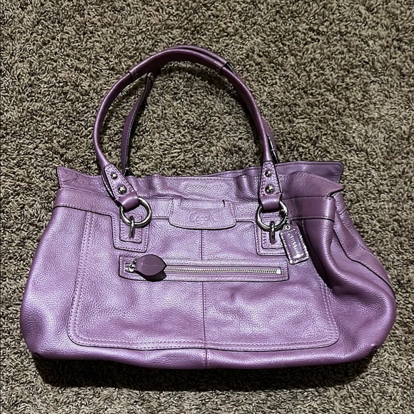 Coach Purple Shoulder Bag with Elegant Stitching Shoulder Bags
